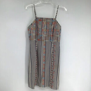 Altar’d State Ditsy embroidered Floral Pinstripe Sleeveless Mini Dress Size Med